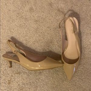 Tan patent leather Kate Spade kitten heels